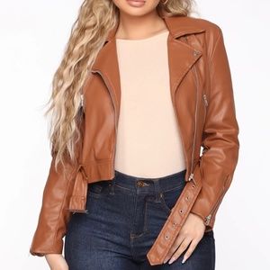 Faux leather jacket- Fashion Nova